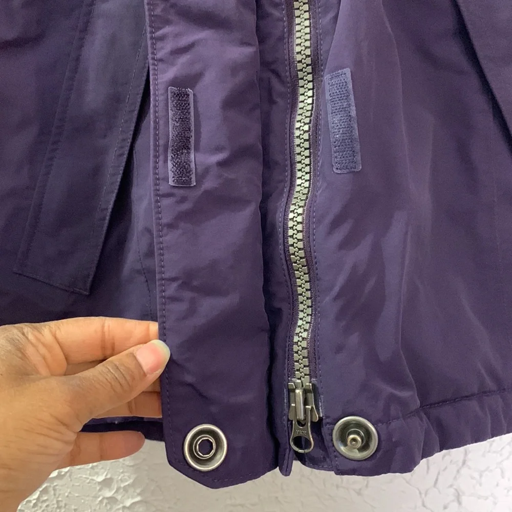 Lands’ End Parka Purple Medium Windbreaker Fleece Lined Full Zip Detachable Hood - Picture 9 of 17